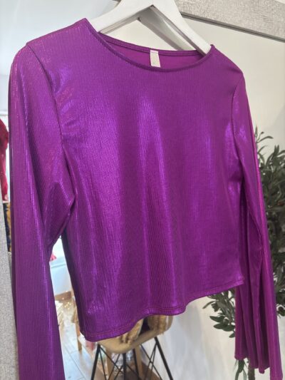 Top metalizado fucsia