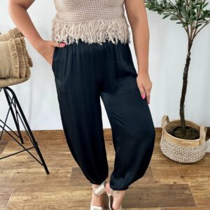 Pantalones BOMBACHOS negro satén