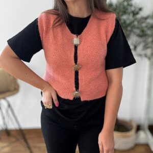 Chalequillo LANA apliques coral