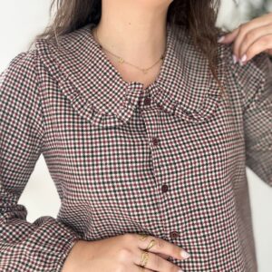 Camisa PATA DE GALLO pañete burdeos