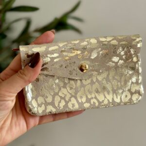 Monedero PIEL leopardo dorado