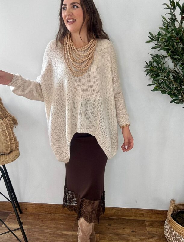 MAXI jersey lana beige