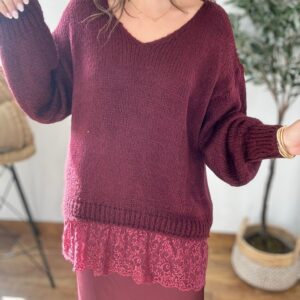 Maxi jersey ENCAJES wine