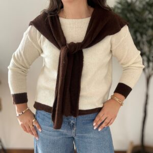 Jersey EFECTO DOBLE blanco con chocolate