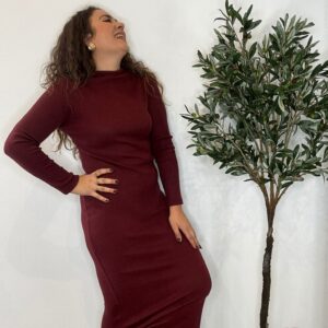 Vestido PUNTO SUAVE burdeos