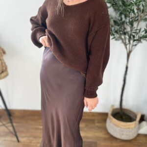 Falda SATÉN chocolate