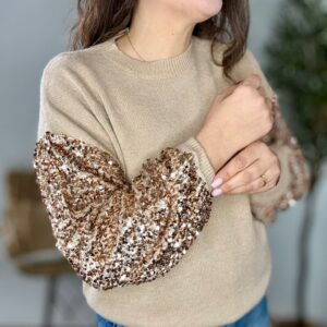 Jersey MANGAS LENTEJUELAS dorado