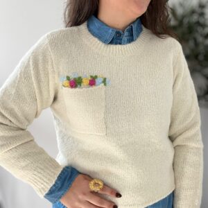 Jersey FLORES blanco roto