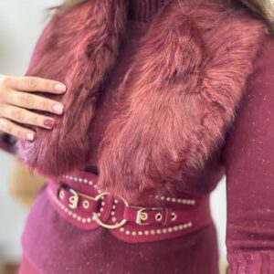 Cuello PELO sintético burdeos