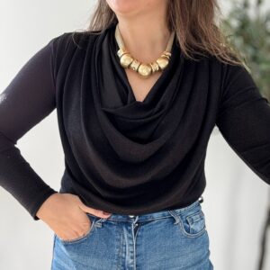 Top CASCADA brillo negro