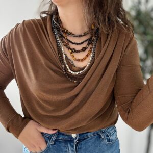 Top CASCADA brillo marrón