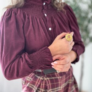 Camisa MICROPANA chimenea burdeos