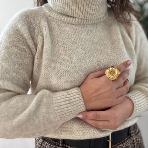 Jersey CUELLO ALTO beige&dorado