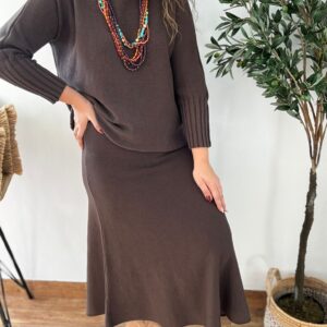 Conjunto FALDA punto chocolate