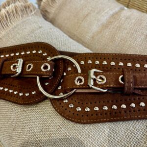 Fajín MARRÓN tachas doradas