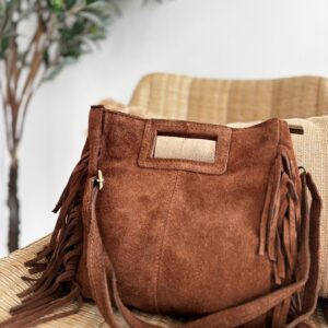 Bolso PIEL flecos marrón