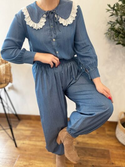 Pantalón BOMBACHO fluido denim