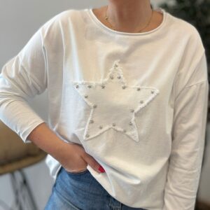 Camiseta STAR blanca tachuelas