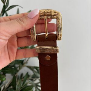 Cinturón MARRÓN hebilla dorada