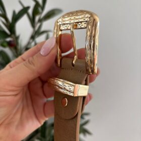 Cinturón CAFÉ hebilla dorada