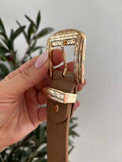Cinturón CAFÉ hebilla dorada