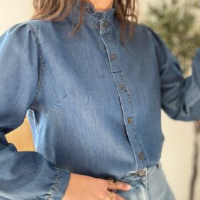 Camisa DENIM cuello rizado