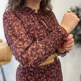 Vestido FLORES BURDEOS gasa