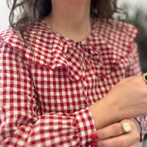 Blusa VICHY cuello bebé roja