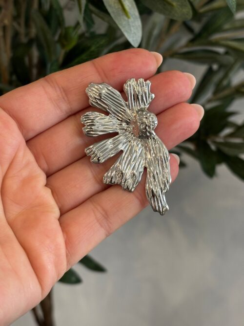 Pendientes media FLOR plateados