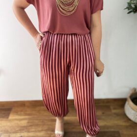 Pantalones RALLAS bombachos satén