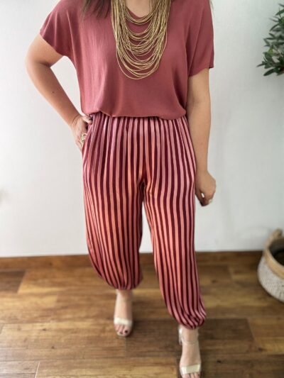 Pantalones RALLAS bombachos satén