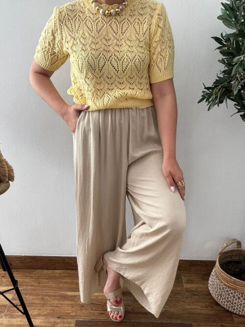 Pantalones FLUIDOS crema