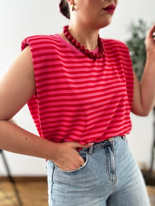 Camiseta BICOLOR rosa&rojo