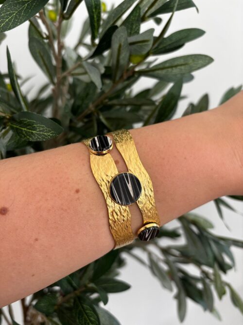 Brazalete DORADO piedras negras