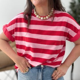 Camiseta BICOLOR roja & rosa