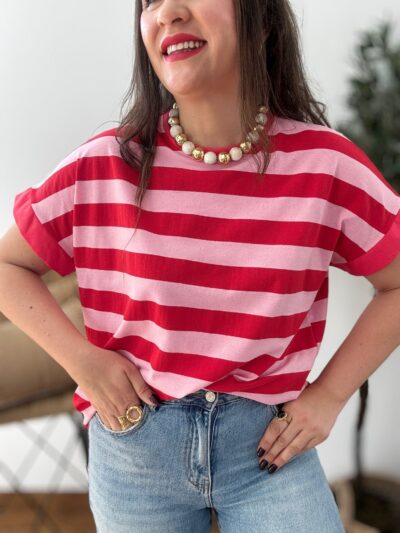 Camiseta BICOLOR roja & rosa