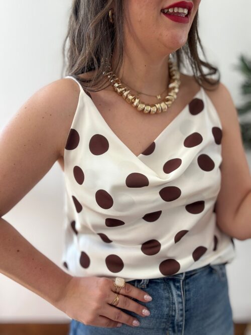 Top SATINADO lunares chocolate