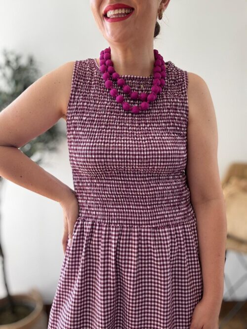 Vestido VICHY morado engomado