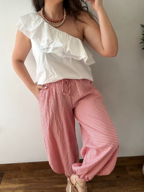 Pantalón VICHY coral