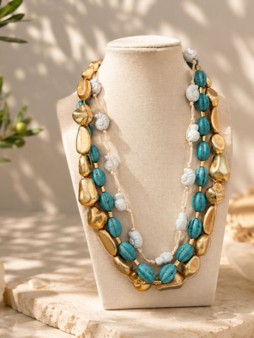Collar TRIPLE turquesa