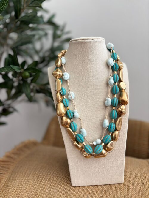 Collar TRIPLE turquesa