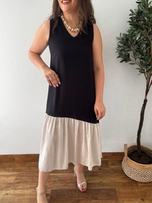 Vestido BICOLOR fluido negro