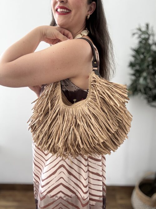 Bolso FLECOS rafia oscuro