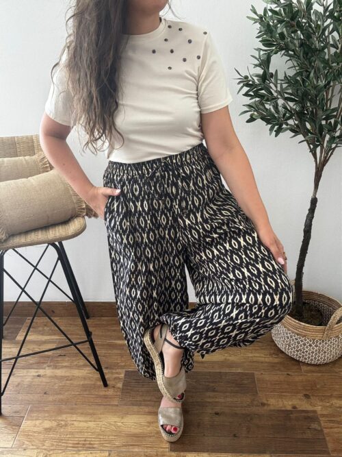 Pantalón SUMITRA negro con beige