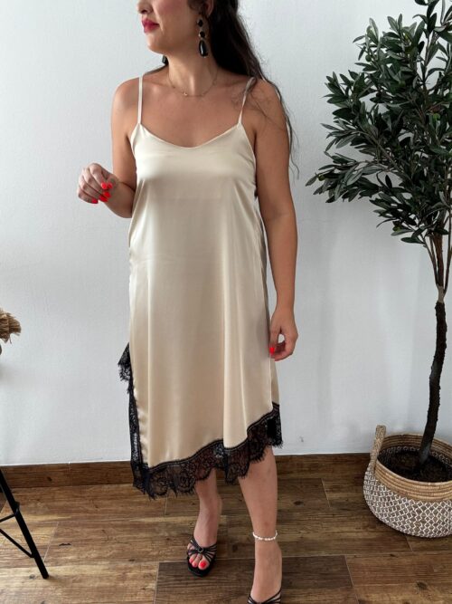 Vestido SATÉN LENCERO Champagne