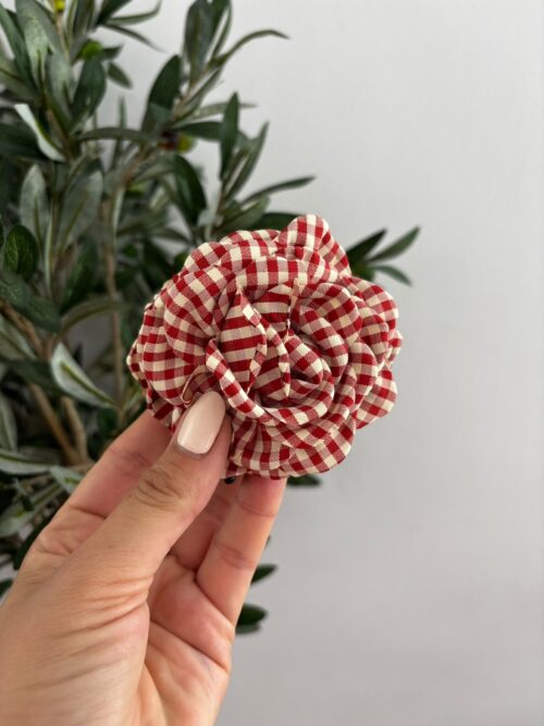 Pinza FLOR Vichy rojo