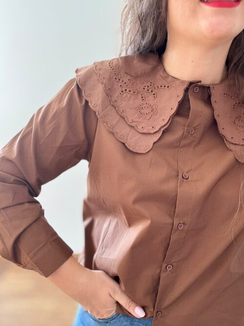 Camisa CUELLO DOBLE chocolate