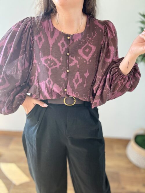 Camisa SISLEY mangas abullonadas
