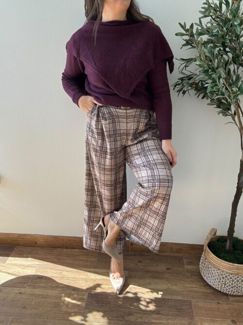 Pantalones CUADROS berenjena